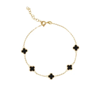 Βραχιόλι Χρυσό 14Κ Flower Blossom Black