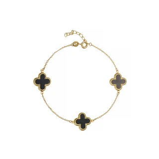 Βραχιόλι Χρυσό 14Κ Black Flowers Όνυχας