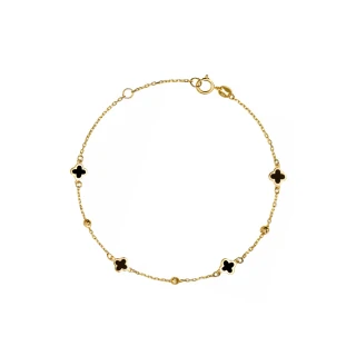 Βραχιόλι Χρυσό 14Κ Flower Blossom Black