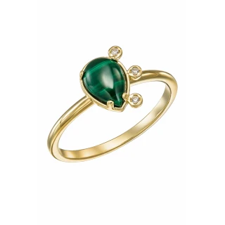 Δαχτυλίδι Χρυσό 9Κ Green Drop Μαλαχίτης