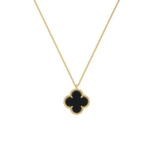 Κολιέ Χρυσό 14Κ Black Flower Όνυχας