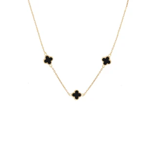Κολιέ Χρυσό 14Κ Flower Blossom Black