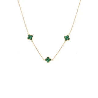 Κολιέ Χρυσό 14Κ Flower Blossom Green