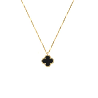Κολιέ Χρυσό 14Κ Black Flower Όνυχας