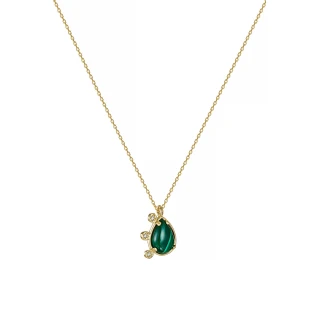 Κολιέ Χρυσό 14Κ Green Drop Μαλαχίτης