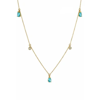 Κολιέ Lumière Χρυσό 14Κ Glam Drops Light Blue